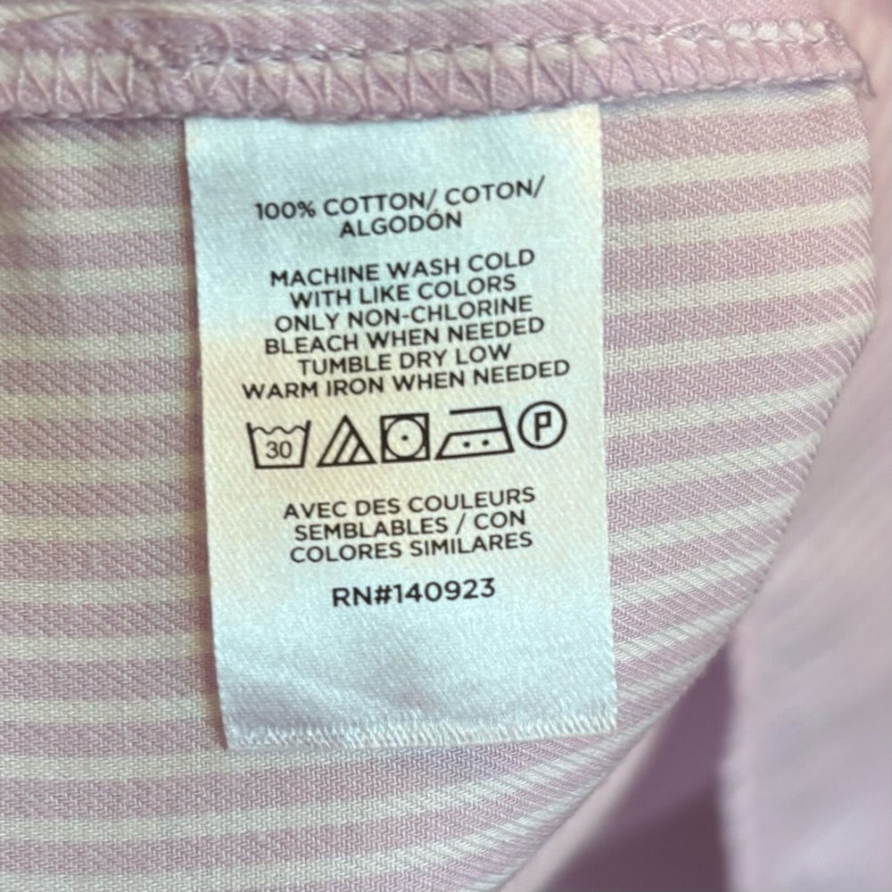 Loft Striped lavender and white Cotton Shirt dress. 3/4 length sleeves. - Picture 4 of 10